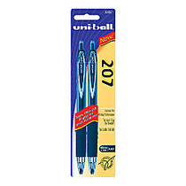 uni-ball; Signo Gel 207&trade; Retractable Gel Pens, Medium Point, 0.7 mm, Black Barrel, Black Ink, Pack Of 2
