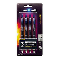 uni-ball; Signo Gel 207&trade; Retractable Gel Pens, Medium Point, 0.7 mm, Clear Barrel, Blue Ink, Pack Of 4