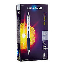 uni-ball; Signo Gel RT Retractable Gel Pens, Micro Point, 0.5 mm, Clear Barrel, Black Ink, Pack Of 12