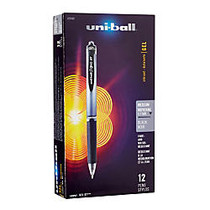 uni-ball; Signo Gel RT&trade; Retractable Pens, Medium Point, 0.7 mm, Silver Barrel, Black Ink, Pack Of 12