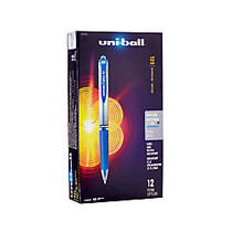 uni-ball; Signo Gel RT&trade; Retractable Pens, Medium Point, 0.7 mm, Silver Barrel, Blue Ink, Pack Of 12