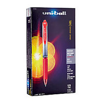 uni-ball; Signo Gel RT&trade; Retractable Pens, Medium Point, 0.7 mm, Silver Barrel, Red Ink, Pack Of 12