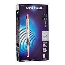 uni-ball; Vision&trade; Elite&trade; BLX Series Rollerball Stick Pens, Bold Point, 0.8 mm, White Barrel, Black; Red Ink, Pack Of 12