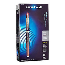 uni-ball; Vision&trade; Elite&trade; BLX Series Rollerball Stick Pens, Micro Point, White Barrel, Black; Red Ink, Pack Of 12