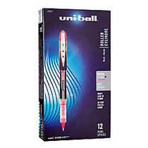 uni-ball; Vision&trade; Elite&trade; Liquid Ink Rollerball Pens, Micro Point, 0.5 mm, Black Barrel, Red Ink, Pack Of 12