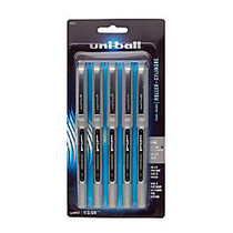 uni-ball; Vision&trade; Liquid Ink Rollerball Pens, Fine Point, 0.7 mm, Silver Barrel, Black Ink, Pack Of 5