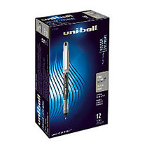 uni-ball; Vision&trade; Needle Liquid Ink Rollerball Pens, Fine Point, 0.7 mm, Gray Barrel, Black Ink, Pack Of 12