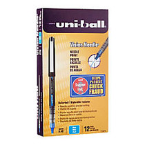 uni-ball; Vision&trade; Needle Liquid Ink Rollerball Pens, Micro Point, 0.5 mm, Black Barrel, Blue Ink, Pack Of 12