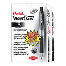 Wow! Retractable Gel Pens, Medium Point, 0.7 mm, Assorted Barrels, Black Ink, Pack Of 24
