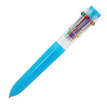 Yafa Multifunction 10-Color Ballpoint Pen, Medium Point, 0.8 mm, Blue Barrels, Assorted Ink Colors