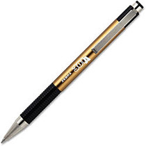 Zebra Pen 301A Stainless Steel Retractable Ballpoint Pens - Fine Point Type - 0.7 mm Point Size - Refillable - Black - Gold Aluminum Barrel - 1 Dozen