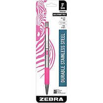 Zebra Pen Breast Cancer Awareness F-301 Lightweight Stainless Steel Ballpoint Pens - Medium Point Type - 0.7 mm Point Size - Refillable - Black - Stainless Steel Barrel - 1 Pack