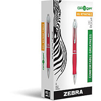 Zebra Pen GR8 Gel Retractable Pen - Medium Point Type - 0.7 mm Point Size - Red Gel-based Ink - Red Barrel - 1 Dozen