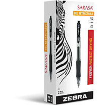 Zebra Pen Sarasa Gel Pen - Fine Point Type - 0.5 mm Point Size - Black Pigment-based Ink - Translucent Barrel - 1 Dozen