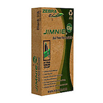 Zebra; Eco Jimnie; Clip 75% Recycled Retractable Ballpoint Pens, Medium Point, 1.0 mm, Black Barrel, Black Ink, Pack Of 12