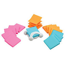 Post-it; Jax-330 Pop-Up Note Dispenser With Electric Glo Color Notes, White/Assorted Color Notes, Pack Of 14 Notes