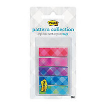 Post-it; Designer Plaid Collection Patterned Flags, 1/2 inch; x 1 11/16 inch;, Assorted Colors, 20 Flags Per Pad, Pack Of 5 Pads