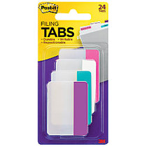 Post-it; Durable Filing Tabs, 2 inch; x 1 1/2 inch;, Assorted Colors, 6 Flags Per Pad, Pack Of 4 Pads