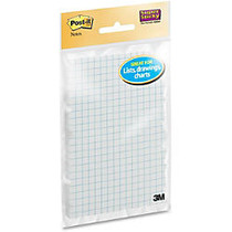 Post-it Grid-Lined Notes, 4 in x 6 in, White with Blue Grid - 600 x White - 4 inch; x 6 inch; - Rectangle - 50 Sheets per Pad - Grid - White - Paper - Self-adhesive, Repositionable - 12 Pad