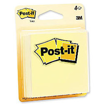 Post-it Notes, 3 in x 3 in, Canary Yellow - 200 - 3 inch; x 3 inch; - Square - 50 Sheets per Pad - Unruled - Canary Yellow - Paper - Self-adhesive, Repositionable - 4 Pad