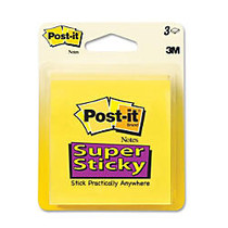 Post-it Super Sticky Notes, 3 in x 3 in, Canary Yellow - 135 - 3 inch; x 3 inch; - Square - 45 Sheets per Pad - Unruled - Canary Yellow - Paper - Self-adhesive - 3 Pad