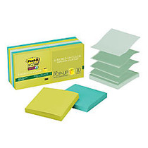 Post-it; 3 inch; x 3 inch; Super Sticky Pop-up Notes, Bora Bora Collection, 30% Recycled, 90 Sheets Per Pad, Pack Of 10 Pads