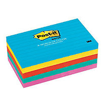 Post-it; 3 inch; x 5 inch; Lined Notes, Ultra Collection, 100 Sheets Per Pad, Pack Of 5 Pads
