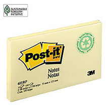 Post-it; 3 inch; x 5 inch; Notes, Canary Yellow, Pad Of 100 Sheets