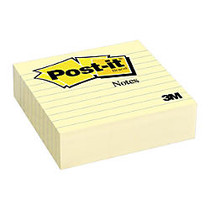 Post-it; 4 inch; x 4 inch; Lined Notes, Canary Yellow, Pad Of 300 Sheets