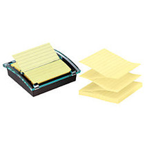 Post-it; 4 inch; x 4 inch; Super Sticky Pop-up Notes With Designer Dispenser, Canary Yellow, 90 Sheets Per Pad, Pack Of 3 Pads