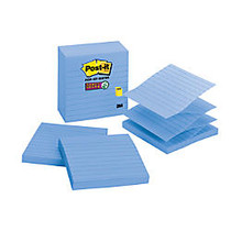 Post-it; 4 inch; x 4 inch; Super Sticky Pop-up Notes, Periwinkle, 90 Sheets Per Pad, Pack Of 5 Pads