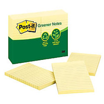 Post-it; 4 inch; x 6 inch; Notes, Lined, Yellow, Pad Of 100 Notes, Pack Of 12 Pads