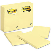 Post-it; 4 inch; x 6 inch; Notes, Repositionable Self-Stick Original, Canary Yellow, 100 Sheets Per Pad, Pack Of 12 Pads