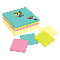 Post-it; Miami Collection Super Sticky Notes, 3 inch; x 3 inch;, Assorted Colors, 90 Sheets Per Pad, Pack Of 24 Pads