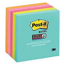 Post-it; Miami Collection Super Sticky Notes, 3 inch; x 3 inch;, Assorted Colors, 90 Sheets Per Pad, Pack Of 5 Pads