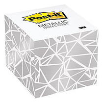 Post-it; Notes Cube, 2 5/8 inch; x 2 5/8 inch;, Silver/White, 620 Sheets