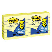 Post-it; Pop-Up Notes, 3 inch; x 3 inch;, Lined, 100 Sheets Per Pad, Pack Of 6 Pads