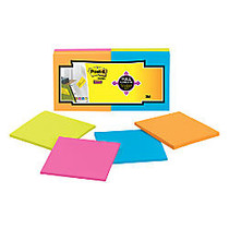 Post-it; Super Sticky Full Adhesive Notes, 3 inch; x 3 inch;, Assorted Bright Colors, 25 Sheets Per Pad, Pack Of 12 Pads
