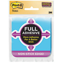 Post-it; Super Sticky Full Adhesive Notes, 3 inch; x 3 inch;, Assorted Ultra Colors, 25 Sheets Per Pad, Pack Of 2 Pads