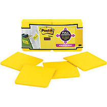 Post-it; Super Sticky Full Adhesive Notes, 3 inch; x 3 inch;, Electric Yellow, 25 Sheets Per Pad, Pack Of 12 Pads