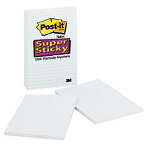 Post-it; Super Sticky Gridded Notes, 4 inch; x 6 inch;, White, 50 Sheets Per Pad, Pack Of 2 Pads