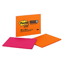Post-it; Super Sticky Meeting Notes, 8 inch; x 6 inch;, Electric Glow Colors, Pad of 45 Sheets, Pack Of 2 Pads