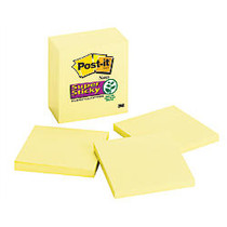 Post-it; Super Sticky Notes, 3 inch; x 3 inch;, Canary Yellow, 65 Sheets Per Pad, Pack Of 6 Pads