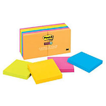 Post-it; Super Sticky Notes, 3 inch; x 3 inch;, Rio de Janeiro Collection, 90 Sheets Per Pad, Pack Of 12 Pads