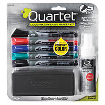 Quartet; EnduraGlide; Dry-Erase Markers, Kit, Fine, Assorted Colors, Pack Of 5