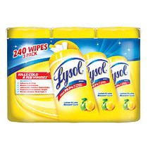 Lysol Disinfecting Wipes, Lemon/Lime Blossom, 7 inch; x 8 inch;, 80 Wipes Per Canister, Pack Of 3 Canisters