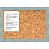 Amanti Art Rustic Cork Bulletin Board, 18 1/4 inch; x 26 1/4 inch;, Country Sky Blue Wood Frame