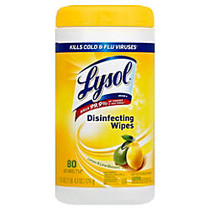 Lysol; Disinfecting Wipes, Lemon & Lime Blossom Scent, Tub Of 80