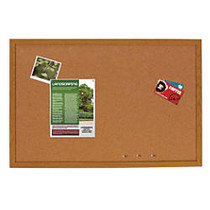 FORAY&trade; Cork Bulletin Board, Oak Finish Frame, 72 inch; x 48 inch;