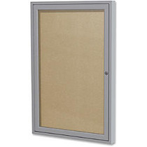 Ghent 1-Door Outdoor Enclosed Vinyl Bulletin Board - 36 inch; Height x 24 inch; Width - Vinyl Surface - Satin Aluminum Frame - 1 Each